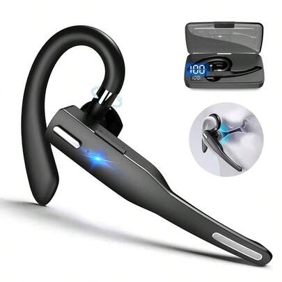 10-Hour Wireless Earbuds With Carbon Fiber Microphone, Single Hands-Free Earbud For Driving & HD Calls, Lightweight Plastic Design, USB-C Charging, Ideal For Sports & Business Use, Wireless Earphones | Professional Appearance | Flexible Neckband