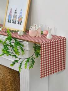 1pc Modern Minimalist Red & White Plaid Table Runner, Christmas Red Checkered Rectangular Tablecloth, Multiple Sizes Available, Perfect For Family Dining, Christmas Kitchen Decor, Home Decor, Outdoor Party And Restaurant Decoration, Outdoor Dining Table Setting, Textured Linen Appearance, Dining Table Decor