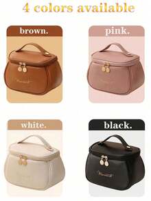 PU Leather Portable Cosmetic Bag, Multi-Function Travel Storage Bag, Lightweight Toiletries Cosmetic Bag, Cosmetic Storage Bag, Handheld Cosmetic Storage Bag, Cruise Essentials, Dormitory Essentials, Valentine's Day Gifts, Wedding Bridesmaid Gifts, Birthday Gifts, Friends And Teacher Gifts, Mom Gifts, Christmas Gifts, Halloween Gifts, Makeup Bag, Vanity, Makeup Bags, Small Makeup Bag, Cosmetic Bag, Christmas Gifts, Pouch, Clutch / Small Handbag, Makeup Organizer, Pouch, Brush Holder, Mini Pouch, Large Capacity Pouch,Gifts For Women,Christmas Gifts,Gift Ideas For Women - Multicolor - View 5