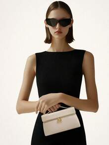 Summer Beach Travel Y2K Commuter One Shoulder Diagonal Lunch Box Bag, Elegant Silky Leather Shoulder Bag, All-New Lightweight Multipurpose Tote Bag For Women, Elegant For Work, Travel, And Business, Large Capacity Cosmetic Storage - trắng - Xem 2