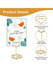 20pcs Mini Table Number Holders, Place Card Holder, Table Card Holders, Table Number Stands, Heart Shaped Table Sign Picture Photo Holder Menu Memo Clips For Valentine's Day Table Decor ,Graduations,Mother'Day Decorations