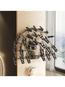 1pc Multi-Functional Drying Rack, Suitable For Socks And Underwear, Strong Suction Cup Wall Mounted, Ideal Choice For Graduation Season, Back To School Season And Summer Laundry, Space-Saving Design With Multiple Clips, Perfect Home Use Option