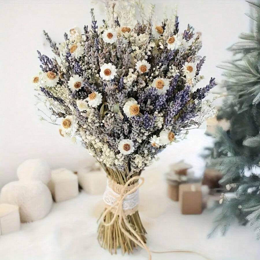 100 Pcs Of Natural-Dried Lavender, Chrysanthemum And Star Flower Bouquets. DIY Handmade Decorative Flowers For Home Or Wedding.  Decoration Flowers In The Style Of Valentine's Day Gift - Nhiều màu - Xem 1