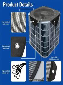 1Pc Durable 28inx28in" Outdoor Central Air Conditioning Cover - Protective Mesh Design With Secure Mounting Hooks, Black Frame, Air Conditioner Safety|Mesh Design Cover|Sturdy Mesh Construction