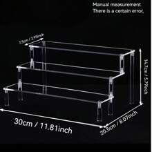 1 pieza Soporte de exhibición de escalera de acrílico, Soporte de exhibición trapezoidal de 3 niveles, Soporte de exhibición para almacenamiento en el hogar para joyería y cosméticos, Organizador multinivel Soporte de exhibición transparente Soporte para pasteles Estante para perfumes