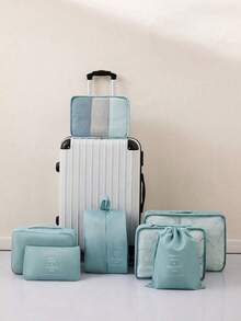 9/7 件旅行收纳袋，行李整理袋套装，配有洗漱包、洗衣包和鞋袋，适合男女，专为旅行者设计，配有化妆包和鞋袋，便携休闲，是存放衣服和鞋子的理想选择，也是打包行李的好帮手。 - 彩色 - 查看 10