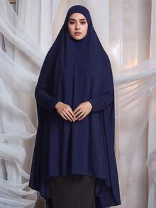 1pc Women Solid Color Instant Hijab, Prayer Long Khimar With Sleeves, Islamic Comfortable Veil Suitable For Long Robe, Daily Matching, All Seasons For Dress - Sleeves Khimar - View 18