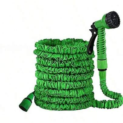 25/50/75 英尺可扩展花园软管套装，带 7 功能喷嘴 - 耐用，带喷嘴的水管，适用于庭院浇水、户外使用和洗车高压水枪 - 无需电源