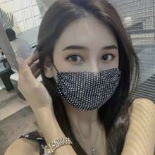 Maska na twarz z siateczki z ozdobnymi kryształkami, oddychająca, odpowiednia do klubu nocnego, na występy, na wiosnę/lato, na karnawał, bal maskowy