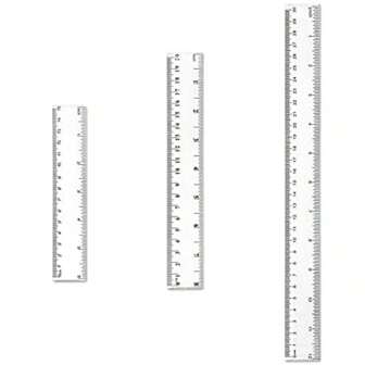 Set de 3 reglas de plástico, regla transparente recta resistente a los golpes de 6, 8 y 12 pulgadas (15, 20 y 30 cm), herramienta de medición para estudiantes, escuela, oficina y enseñanza