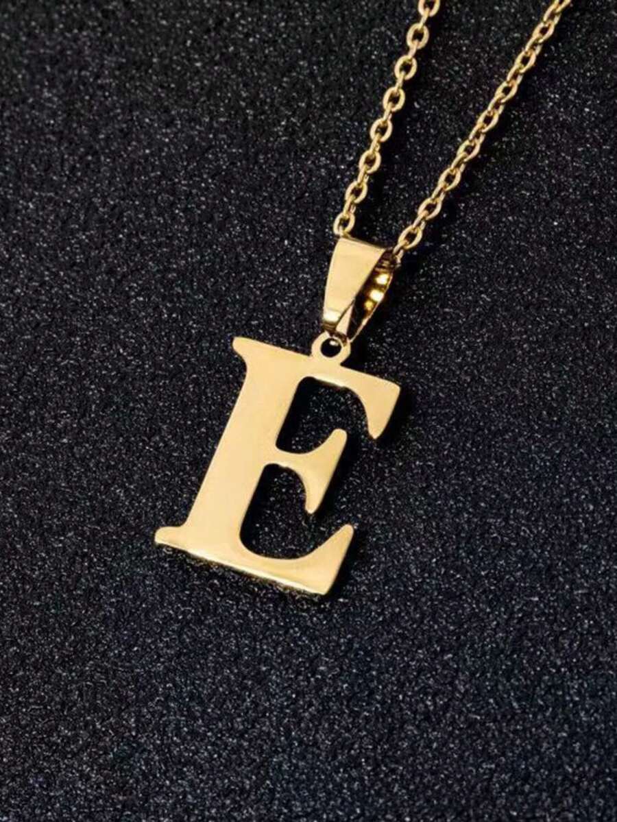 1 pezzo Semplice e alla moda collana con pendente a lettera 26 in acciaio inossidabile, adatta per uso quotidiano, un ottimo regalo per gli amici - Multicolore - Visualizzare 1