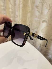 1副女士休闲复古大方渐变灰色时尚眼镜，适合日常、夏季、海滩、街拍等场合佩戴，方形時尚眼鏡 - 綠色 - 查看 8