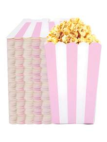 10pcs/20pcs/50pcs Pink Popcorn Box Small Pink And White Striped Paper Popcorn Bag Paper Cup Candy Container For Birthday Wedding Bridal Shower Gender Reveal Party Favors - Pink - View 5