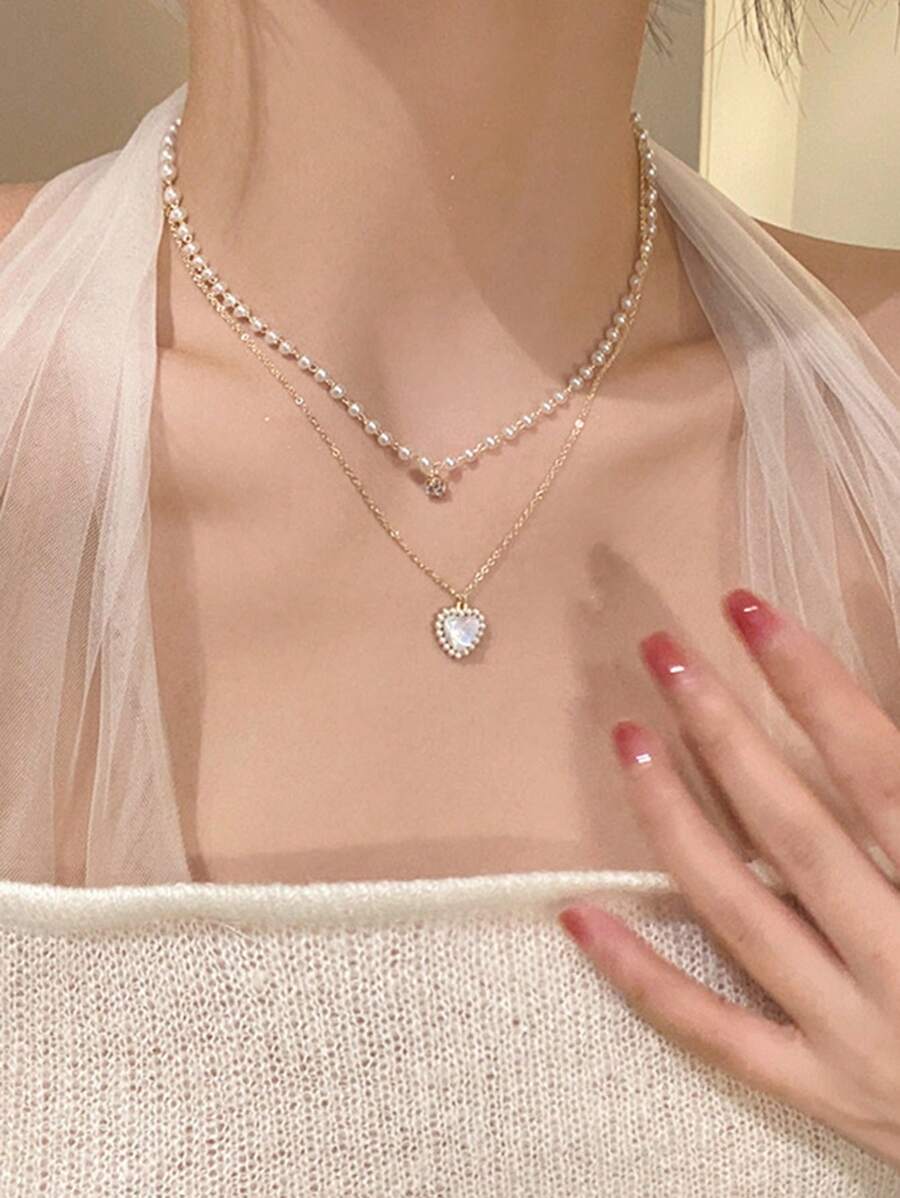 1 Pc Sweet And Minimalistic Double Layer Butterfly Necklace