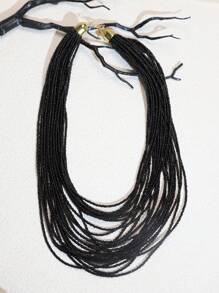 1pc Exaggerated Multi-Layer Pendant Handmade Heavy Beaded Necklace, Bohemian Style European, African, Middle Eastern Fashion Retro Seed Bead Necklace, Suitable For Party/Vacation