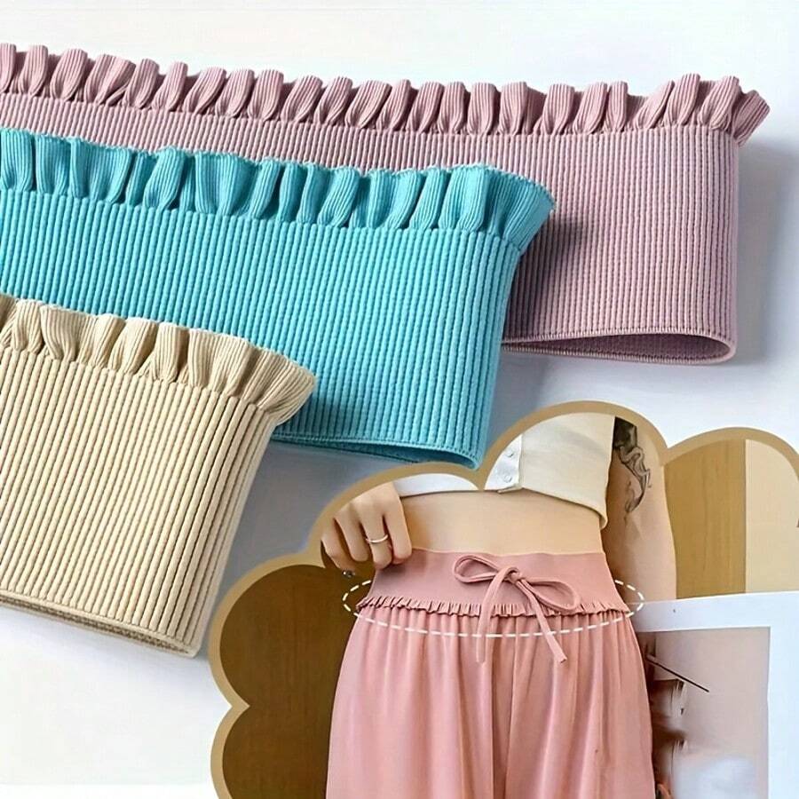 2 Yards DIY Clothing Lace Elastic Band, Waistband Stretch Ribbon - Suitable For DIY Dresses, Clothes, Pants, Shoes, And Hats Decoration - Multicolor - View 1