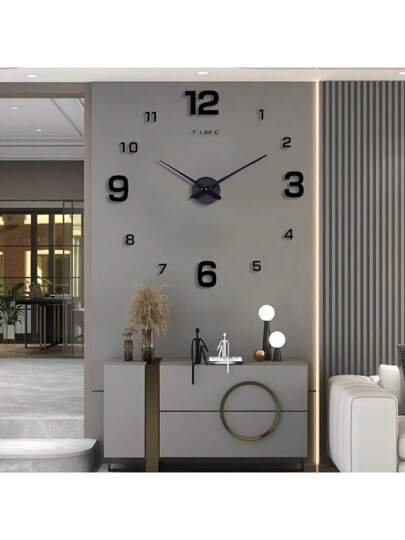 1pc Nordic Silent Self Adhesive Acrylic Wand Clock, 40cm/50cm/80cm/100cm, DIY Digital Sticker Luminous, Perfect Battery Powered (Battery Not Included), Living Room, Bedroom, Kitchen Home Room view 6