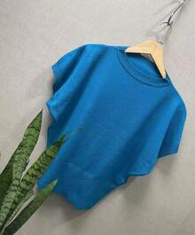 European And American Style Bat Sleeve Blouse Summer Fashion - Cadet Blue - View 1