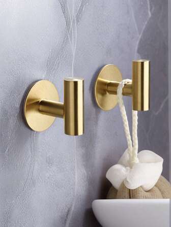 1pc Bathroom Hook, Multipurpose Stainless Steel Self-Adhesive Robe Hook, No Drilling, Clothing Organizer Hanger