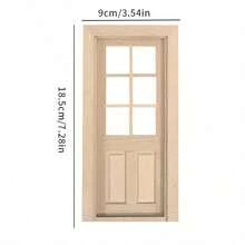1件 1:12 迷你家具 DIY 迷你門窗素色材質模型配件 可上色上漆 雙開素色 6 格窗 實木尖頂 4 格方門 娃娃屋迷你家具模型 - 彩色 - 查看 5