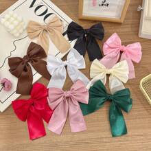 5pcs Women's Solid Color Bow Hair Clips, Elegant Satin Bow Hair Clips For Ponytail, Top Clip, Gift For Valentine's Day Claw Clips Hair Claws Hair Barrettes
