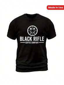 Camiseta con logo de Black Rifle Coffee Company, talla grande, de ajuste regular, ropa familiar para hombres de talla grande L-3XL, 4XL, 5XL - Negro - Ver 2