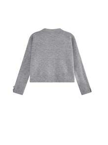 女士针织开衫，柔软舒适，优雅气质，春秋季 - 灰色 - 查看 6