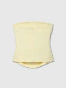Women's Butter Yellow Ruched Bandeau Sleeveless Top, Elegant For Summer - Yellow - View 2