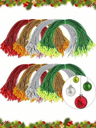 100pcs- Christmas Ornaments Hanger String,Polyester Strings For Christmas Pendants, Christmas Tree Christmas Ball, Gift Wrapping Supplies Tag Tool, Christmas Ornaments Pendant Rope, Christmas Ornament Accessories,For Christmas Decoration(20cm/7.87in)