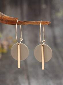 1 对波西米亚简约几何圆形和条形合金环状耳环，时尚多色合金耳环 - 彩色 - 查看 1