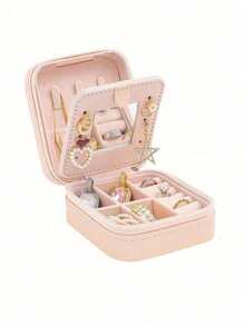1 Pieza Organizador de joyería mini, Organizador de joyería, Soporte de joyería, Organizador de joyería con cremallera portátil para viajes, Caja de regalo para damas, Exhibidor de joyería multifuncional, Adecuado para anillos, colgantes, aretes y collares. - Caja de regalo adecuada para niñas y damas, caja de regalo de Halloween, caja de regalo de Navidad. Organizador de almacenamiento de viaje. Vuelta a la escuela de verano