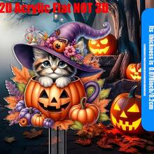 1 buah Dekorasi Halaman Kucing Halloween Plastik 2D, Bahan Plastik, Cocok untuk Halloween, Natal - MultiWarna - View 2