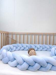 1pc 3-Strand Braided Baby Crib Bumper, Newborn Anti-Collision Soft Pad Nursery Room Decor, Crib Braided Guardrail Cushion, Soft & Thick Collision Pad Decorative Strip, Suitable For Cradle, Changing Table, Stroller, Crib Set