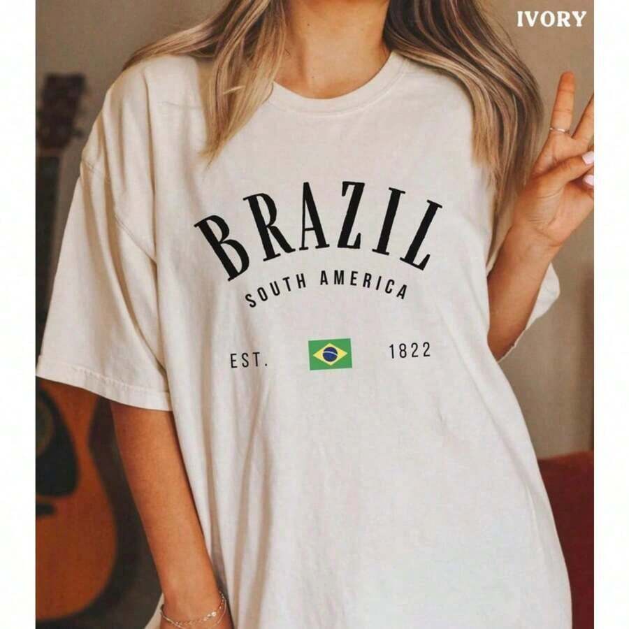 Brazil Shirt Brasil Crewneck Brazilian Clothing Latina Tshirt Tee South America Gift Flag Sweatshirt Womens Apparel Vintage Sweater Merch2025 - trắng - Xem 1