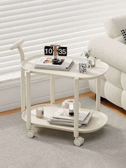 1pc Outdoor Movable Creative Side Table Cart With Wheels For Patio Balcony And Camping-Portable Lightweight Modern Minimalist Snack Stand For Indoor Outdoor Use, Sturdy Frame With Smooth Glide Wheels, Compact Side Table For Snacks Drinks And Personal Items During Picnics Beach Trips And Garden Relaxation