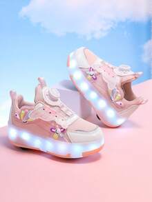 二合一时尚LED发光轮滑鞋，潮流街头轮滑鞋，轻便透气，可拆卸设计，适合室内外，四季皆宜。 - 粉色 - 查看 6