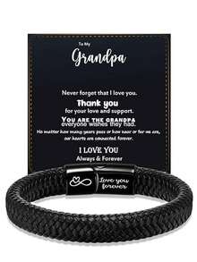 To My Son Inspirational Bracelet Gift From Mom Dad Always Remember You Are Braver Braided Leather Bracelet For Teen Boy From Mother, Adjustable,To Son Gift, Christmas Gift - Black - View 11