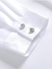 女士白色衬衫，2025 年新品，休闲优雅时尚长袖衬衫，春秋 - 白色 - 查看 8