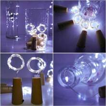 3/7/10 pièces Guirlandes lumineuses de 20 LED avec bouchon pour bouteille de vin, fil argenté de 6,6 pi, guirlandes lumineuses de fée à piles pour bouteilles d'alcool, artisanat, fête, bar, Noël, mariage, décoration