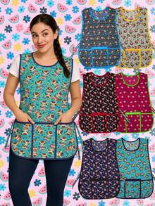 6 Mandiles Gabán De Cierre Estampado Mini-Frida Surtido - Surtido Aleatorio - Ver 1