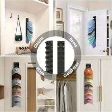 1/2pcs Heavy Duty 10-Tier Baseball Cap Organizer Rack, Sturdy Hanging Storage Holder For Hats, Suitable For Door, Cabinet, Wall And Entryway, Practical Home Storage Accessory - Multicolor - View 14