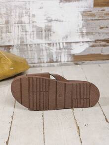 1 Pair Punk Style Rivet Embellished Platform Sandals, High-End Stylish Summer Footwear - Coffee Brown - View 7