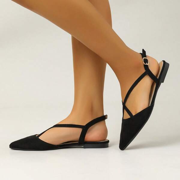 Cross-Strap Pointed Toe Flat Sandals, Simple And Fashionable New Choice