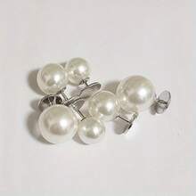 12 件优雅仿珍珠纽扣 - 可拆卸和可重复使用的白色珍珠铆钉,适用于连衣裙上的缝纫配件、衣领调节和围巾固定、拼布绣花针、时尚装饰性珍珠紧固件,带金属柄 - 白色 - 查看 9