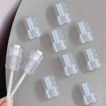 5/10pcs Wave Pattern Cable Protector Set, TPU Cable Organizer Sleeves, Batteryless, Compatible With Phone Charging Cables - Clear - View 4