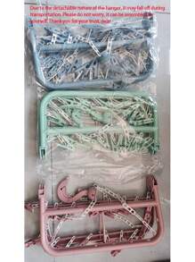 1 pieza Percha con 32 pinzas plegable para colgar sostenes, calcetines, color aleatorio (Debido al diseño desmontable, las pinzas se pueden caer, lo que se puede volver a instalar para su uso) + 1 pieza Percha de ropa plegable simple, color aleatorio