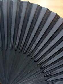 1 件优雅黑色折叠手扇 - 传统日式风格，涤纶，无需电池，男士清凉夏季配件，完美礼物之选