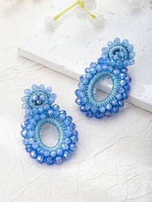1 Cặp 25 Bông tai thiết kế hình học bằng thủy tinh kiểu Bohemian mới dành cho phụ nữ, phù hợp để đeo hàng ngày, tiệc tùng, ngày lễ - bông tai đính cườm - Xem 18