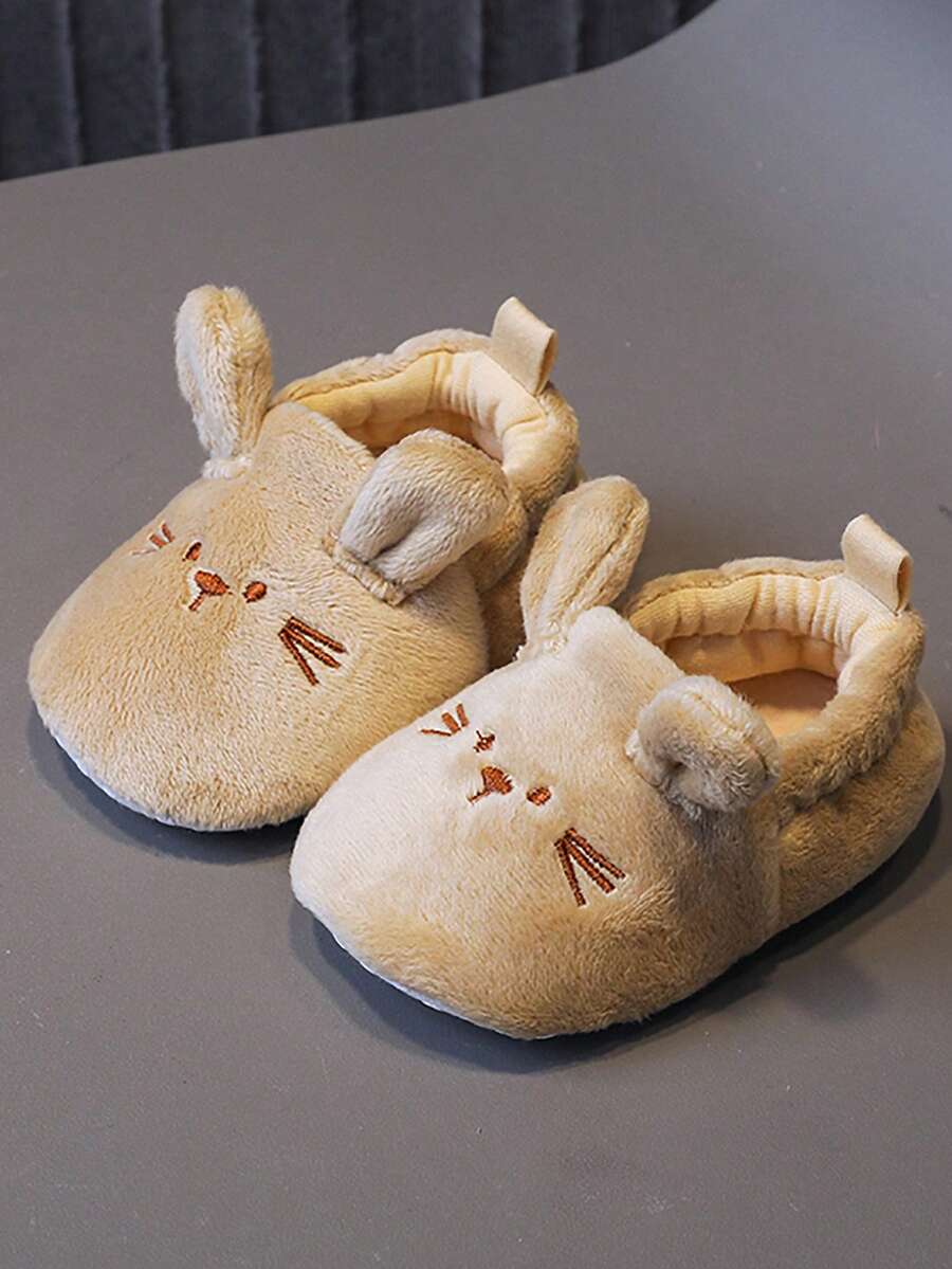 1 Pair Suede Material Elastic Collar Flat Slip-On Cute Fabric Shoes, Suitable For Autumn/Winter