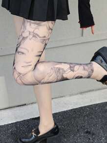 1 Stück Leggings mit floralem Tattoo-Muster, 360 Grad lebendiges buntes gemustertes Design, geeignet für Alltagstragen, Partys, Auftritte und als Geschenk